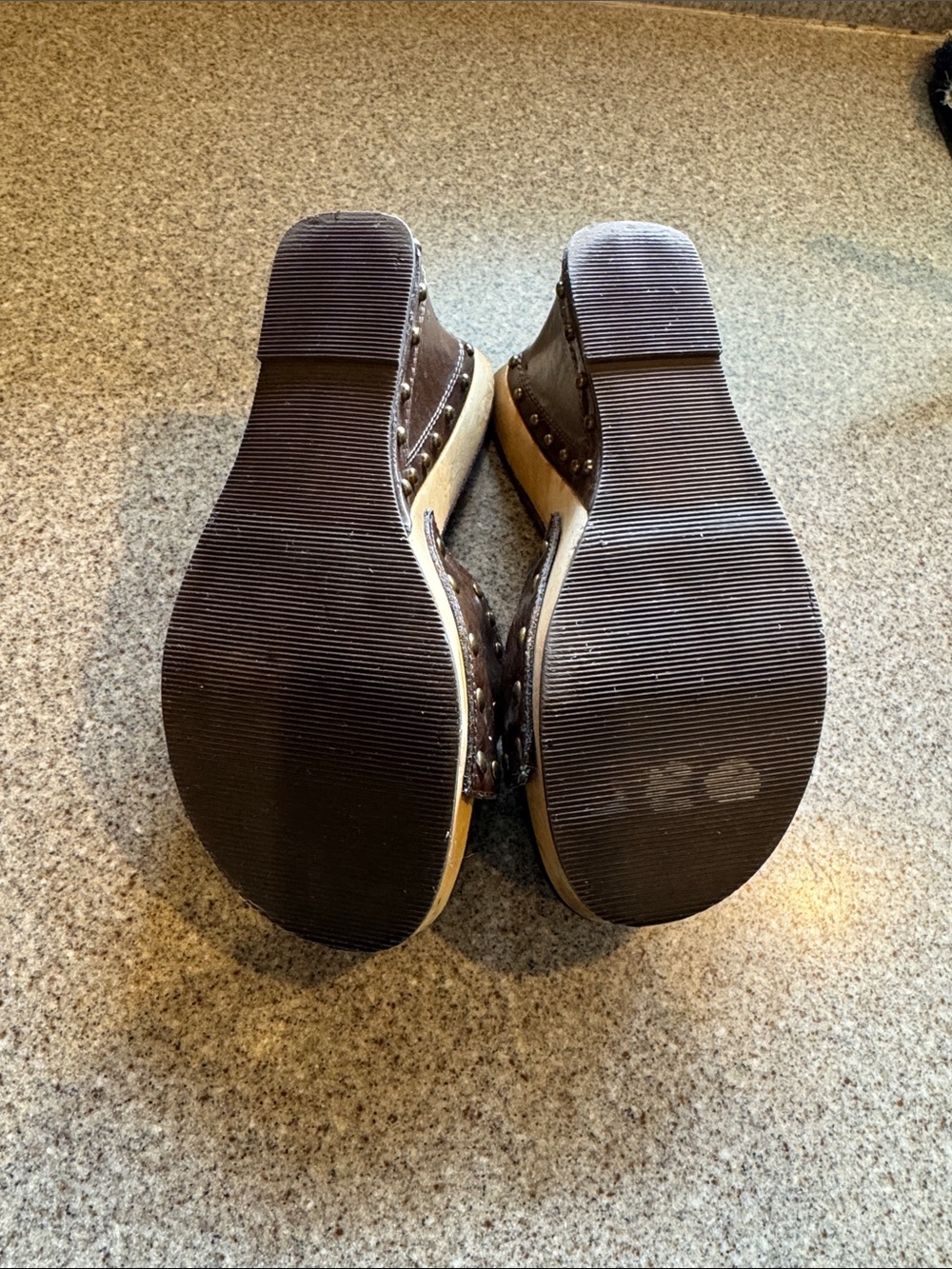 Paris Blues Brown Studded Slide Mules - Picture 5 of 5
